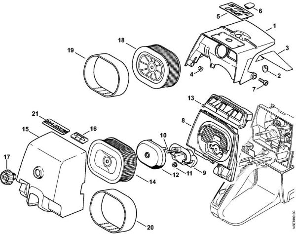 Shroud, Air filter Gasoline chain saws (MS) 046 WVH Stihl