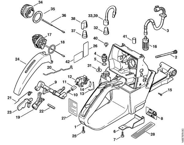 Tank housing Gasoline chain saws (MS) 046 WVH Stihl