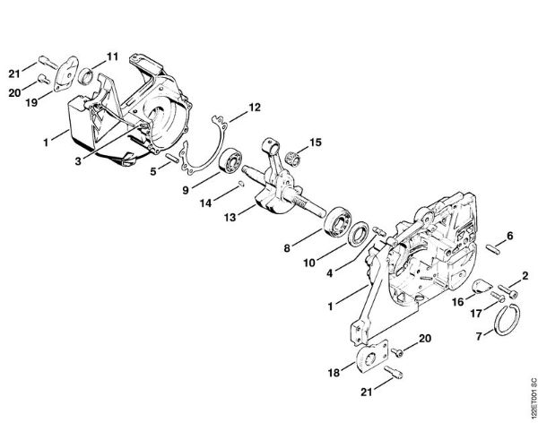 Crankcase, Crankshaft Gasoline chain saws (MS) 048 W Stihl