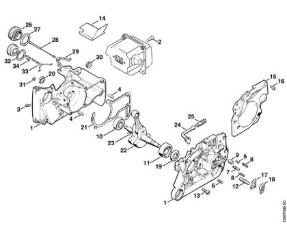 Crankcase Gasoline chain saws (MS) 064 R Stihl