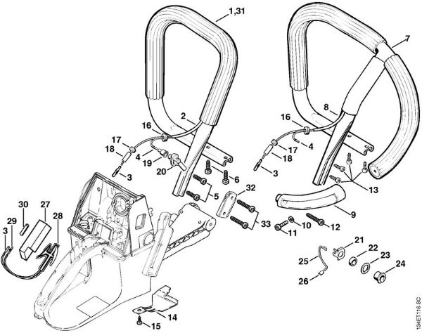 Handlebar (Heating) Gasoline chain saws (MS) 064 W Stihl