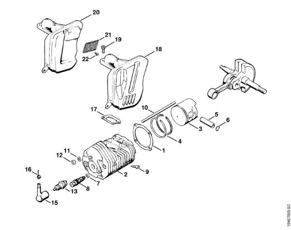 Cylinder, Muffler Gasoline chain saws (MS) 075 AVE Stihl