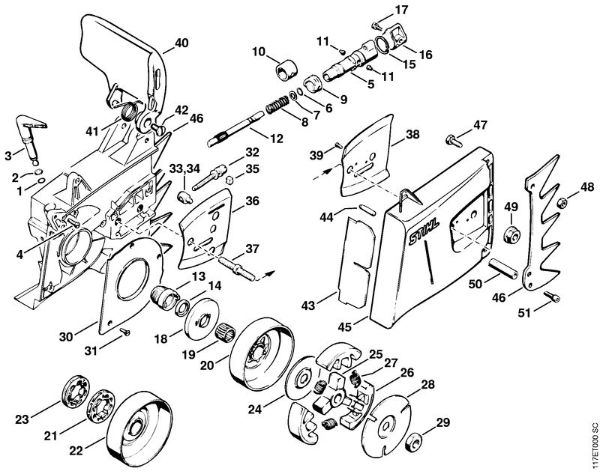 Oil pump, Clutch Gasoline chain saws (MS) 075 AVE Stihl
