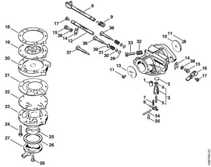 Carburetor HL-166 Gasoline chain saws (MS) 08 SE Stihl