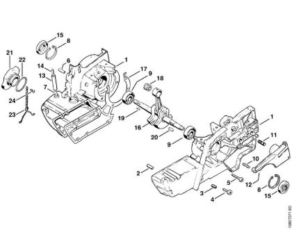 Crankcase Gasoline chain saws (MS) 08 SE Stihl