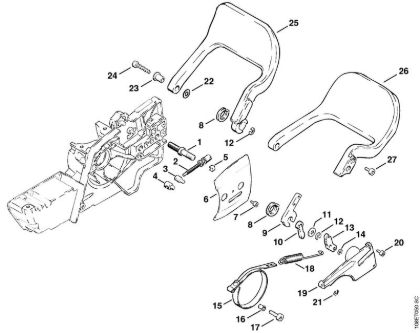 Chain brake, Hand guard Gasoline chain saws (MS) 08 SEQ Stihl