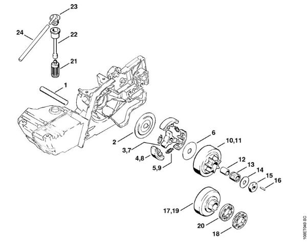 Clutch Gasoline chain saws (MS) 08 SEQ Stihl