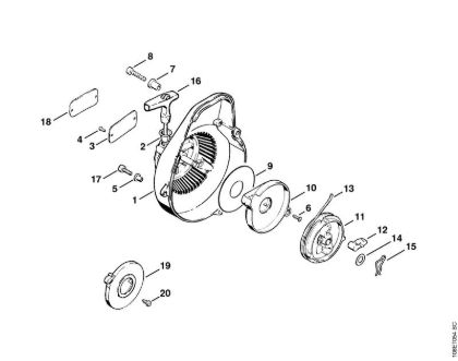 Rewind starter    X 18 735 099 (42.88) Gasoline chain saws (MS) 08 SEQ Stihl