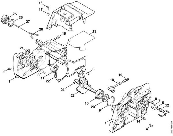 Crankcase Gasoline chain saws (MS) 084 R Stihl