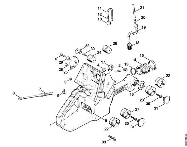 Tank housing, AV-System Gasoline chain saws (MS) 084 R Stihl
