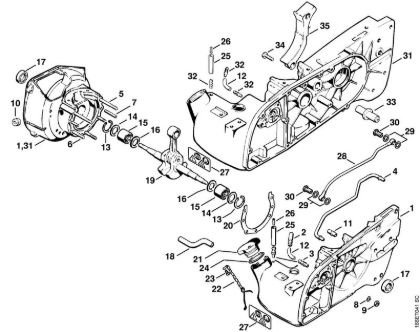 Crankcase Gasoline chain saws (MS) 090 Stihl