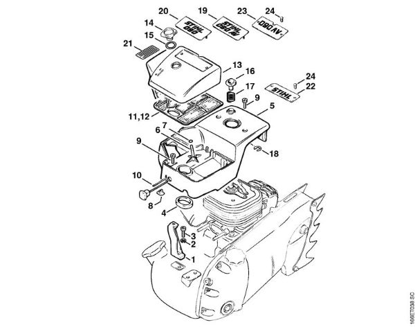 Air filter Gasoline chain saws (MS) 090 AV Stihl