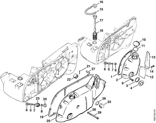Tank cover, Gear box cover Gasoline chain saws (MS) 090 AV Stihl