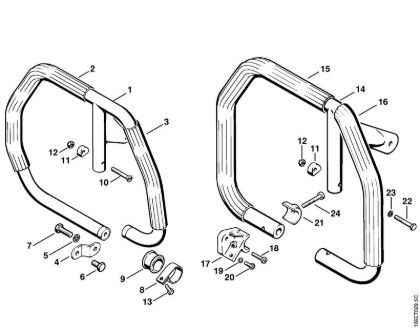 Wrap around handle Gasoline chain saws (MS) 090 AV Stihl