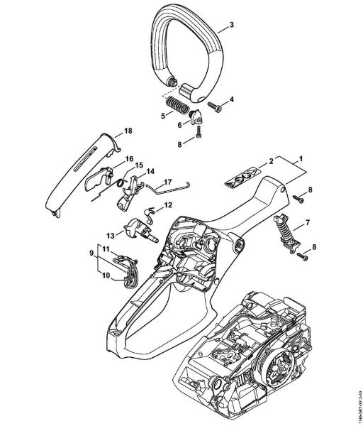Handle housing, Handlebar Gasoline chain saws (MS) MS 150 C-E Stihl