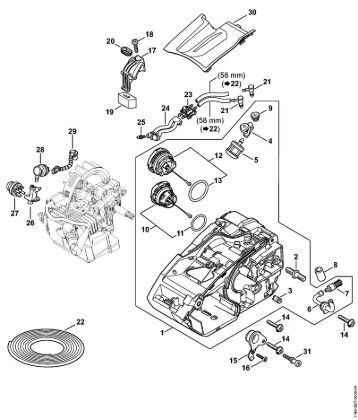 Motor housing Gasoline chain saws (MS) MS 150 C-E Stihl