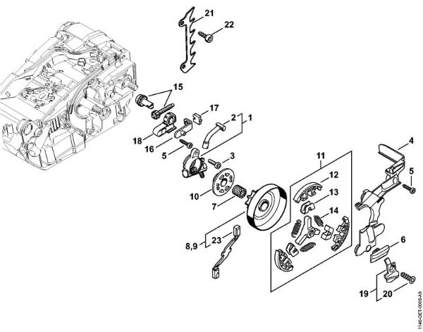 Oil pump, Clutch Gasoline chain saws (MS) MS 150 C-E Stihl