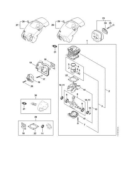 Picture of Crankcase, Cylinder, Muffler, Shroud MS 162
