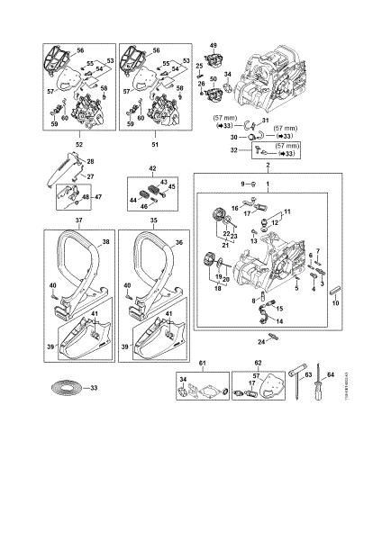 Picture of Engine housing, Air filter, AV system, Handlebar MS 162 C-BE