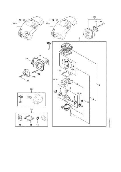 Picture of Crankcase, Cylinder, Muffler, Shroud MS 172