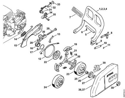 Hand guard, Chain brake Gasoline chain saws (MS) MS 180 C-BE 2-MIX Stihl
