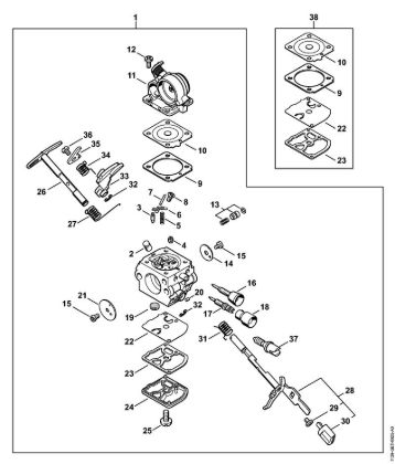 Carburetor C1Q-S121 MS 181 (02.2011) Gasoline chain saws (MS) MS 181 Stihl