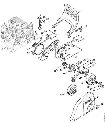 Hand guard, Chain brake MS 181 Gasoline chain saws (MS) MS 181 Stihl