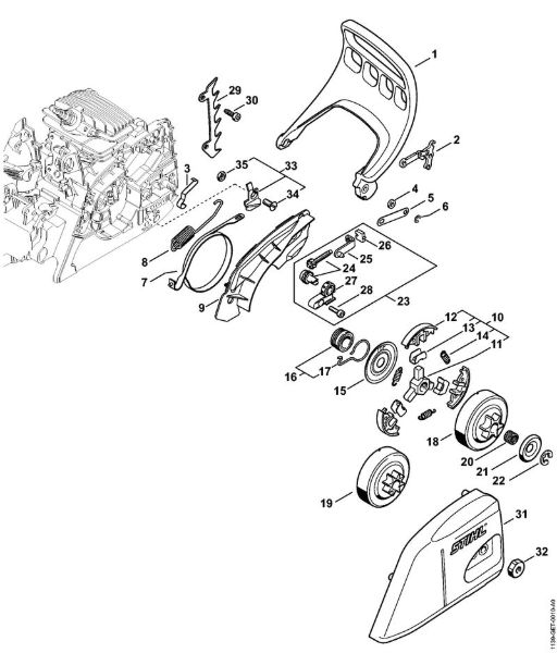 Hand guard, Chain brake MS 181 Gasoline chain saws (MS) MS 181 Stihl