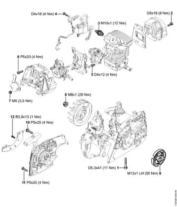 Tightening torques Gasoline chain saws (MS) MS 181 Stihl