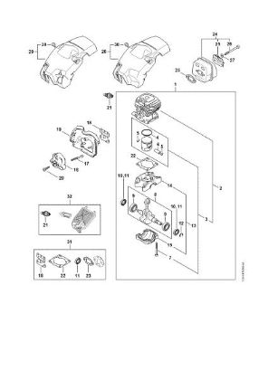 Picture of Crankcase, Cylinder, Muffler, Shroud MS 182 C-BE