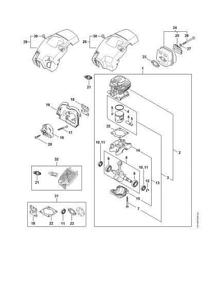 Picture of Crankcase, Cylinder, Muffler, Shroud MS 182 C-BE