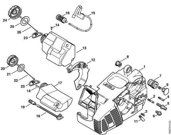 Motor housing Gasoline chain saws (MS) MS 190 T Stihl