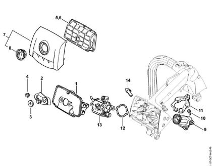 Air filter, Manifold Gasoline chain saws (MS) MS 194 T Stihl