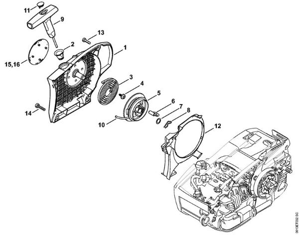 Rewind starter Gasoline chain saws (MS) MS 201 Stihl