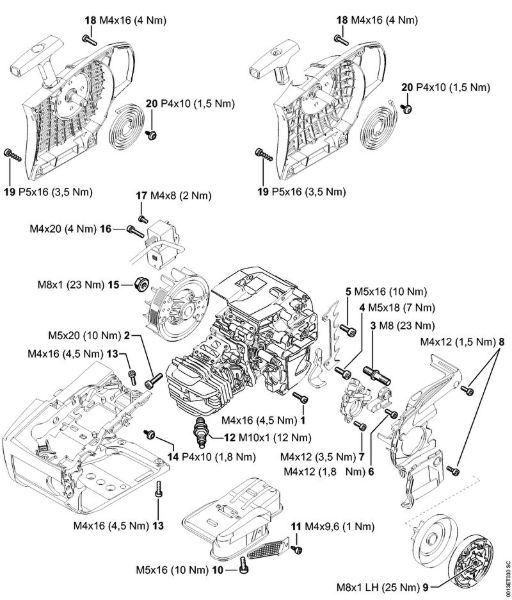 Tightening torques Gasoline chain saws (MS) MS 201 C-EM Stihl