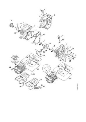 Picture of Crankcase, Cylinder, Muffler MS 201 C-M