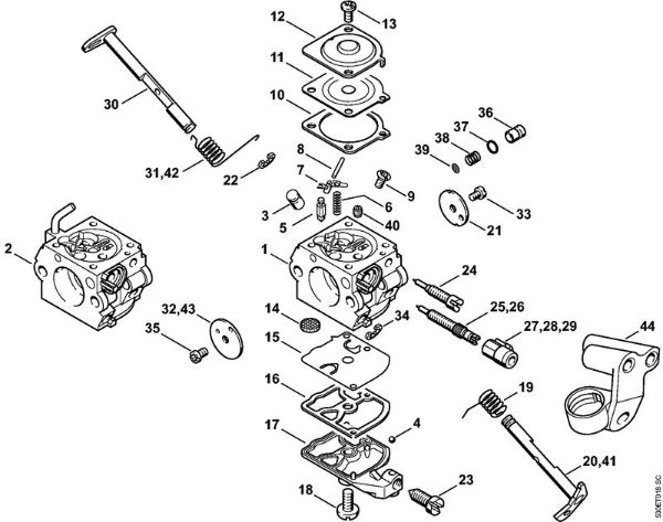 Carburetor C1Q-100335, C1Q-S86 Gasoline chain saws (MS) MS 210 C-B Stihl