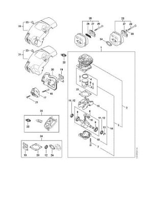Picture of Crankcase, Cylinder, Muffler, Shroud MS 212
