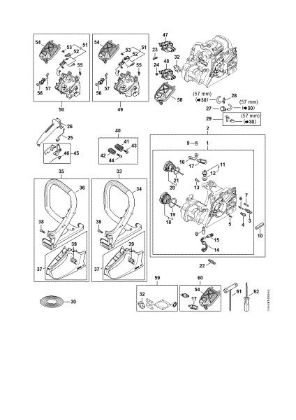 Picture of Engine housing, Air filter, AV system, Handlebar MS 212