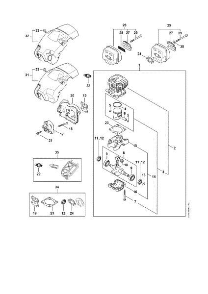 Picture of Crankcase, Cylinder, Muffler, Shroud MS 212 C-BE