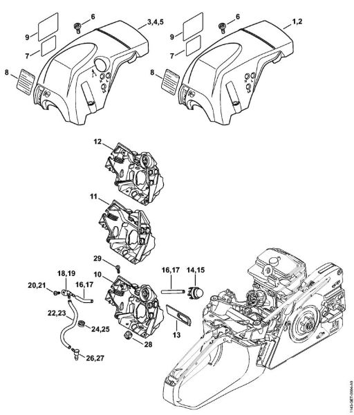 Shroud, Air baffle Gasoline chain saws (MS) MS 231 C-BE Stihl