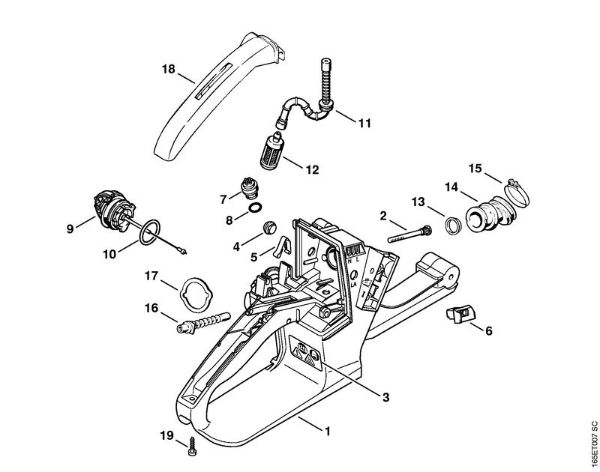 Tank housing Gasoline chain saws (MS) MS 240 Stihl