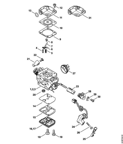 Carburetor C1Q-S275, C1Q-S276, C1Q-S277 Gasoline chain saws (MS) MS 241 C-BEM Stihl