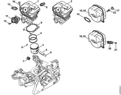Cylinder, Muffler Gasoline chain saws (MS) MS 241 C-BEM Stihl