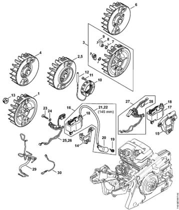 Ignition system, Wiring harness Gasoline chain saws (MS) MS 241 C-BEM Stihl