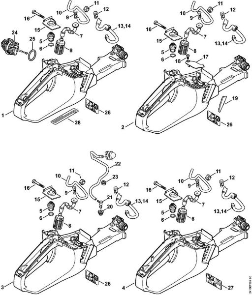 Tank housing Gasoline chain saws (MS) MS 241 C-M VW Stihl