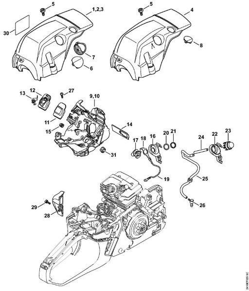 Shroud, Air baffle Gasoline chain saws (MS) MS 241 C-MQ Stihl