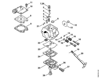 Carburetor WT-426    1 62 154 675, 2 62 187 361 (07.2004) Gasoline chain saws (MS) MS 260 Stihl