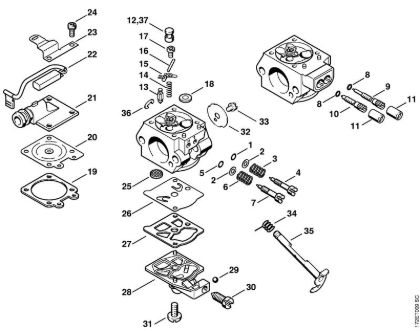 Carburetor WT-427, WT-581, WT-590    1 62 154 675, 2 62 187 361 (07.2004) Gasoline chain saws (MS) MS 260 Stihl