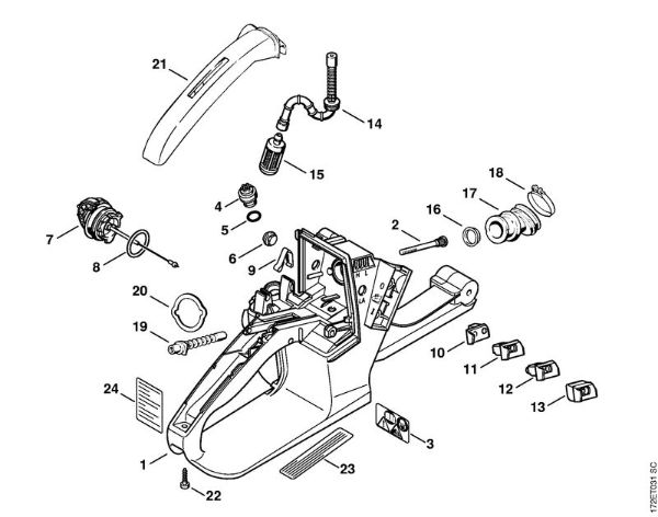 Tank housing Gasoline chain saws (MS) MS 260 C-B Stihl